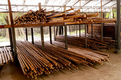 Stack of old wooden ceiling