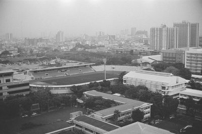 High angle view of buildings in city