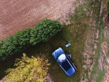 High angle shot of vehicle on landscape