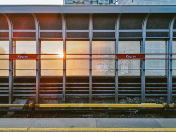 Sunset behind train station