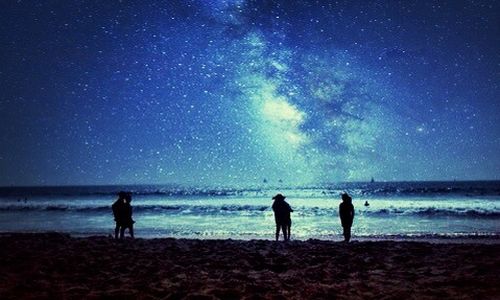 Scenic view of beach at night