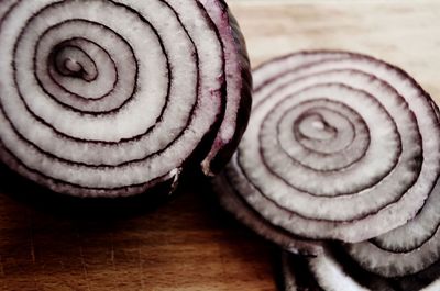 Close-up of spiral on table