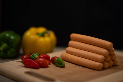 Close-up of fruits and vegetables on table