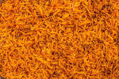 High angle view of fresh yellow marigold during autumn