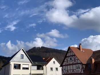 Low angle view of buildings against sky