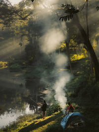 Scenic view of lake in forest