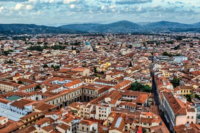 High angle view of townscape against sky