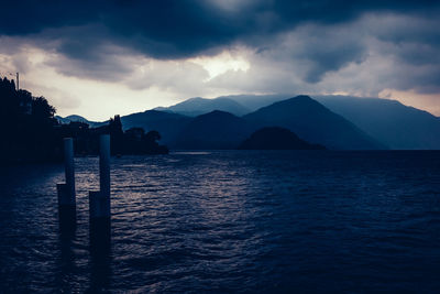 Scenic view of sea against mountains