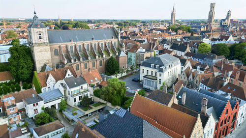 High angle view of townscape against sky