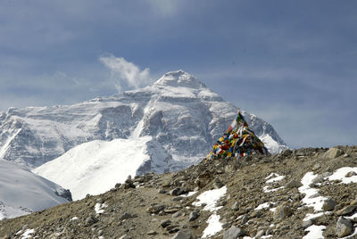 Scenic view of snowcapped mountain against sky