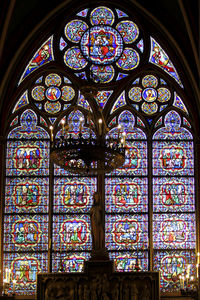 Low angle view of stained glass window