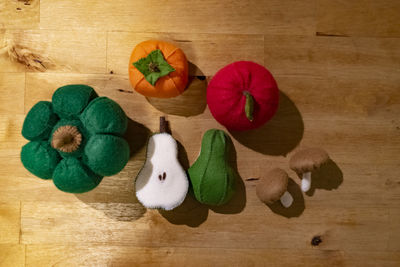 High angle view of various flowers on table