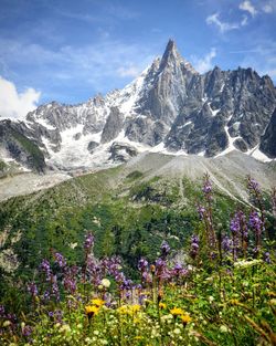 Scenic view of rocky mountains against sky