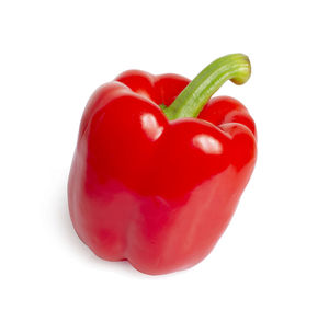 Close-up of red bell peppers against white background