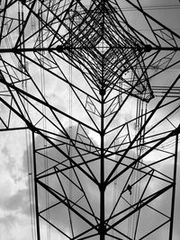 Low angle view of electricity pylon against sky