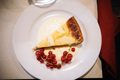 High angle view of food in plate