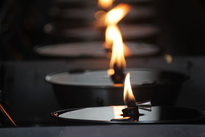 Close-up of lit candles