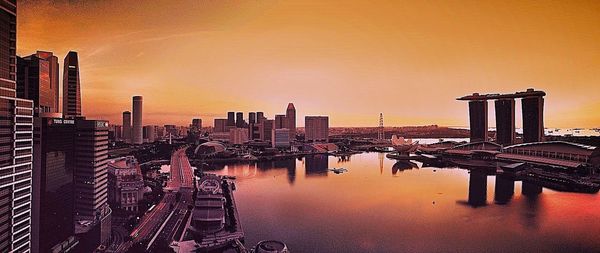 View of cityscape at sunset