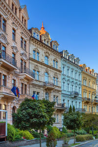 Sadova street with beautiful historical houses in karlovy vary, czech republic