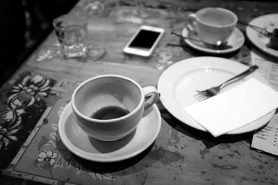 Coffee cup on table