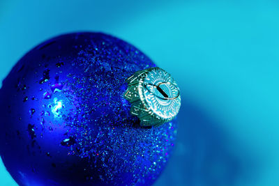 Close-up of blue christmas decoration