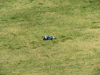 High angle view of lying down on land
