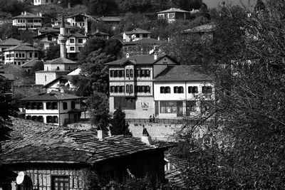 High angle view of residential buildings