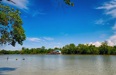 Scenic view of lake against sky