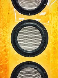 Full frame shot of yellow audio equipment