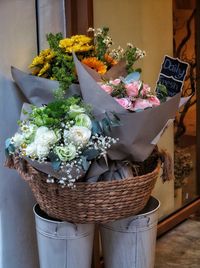 Close-up of flower basket