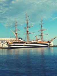 Ship moored at harbor