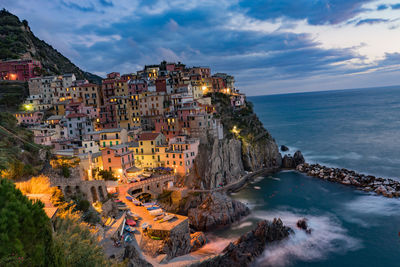 Panoramic view of sea against cloudy sky