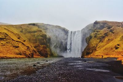 Skogafoss waterfall in iceland in autumn time