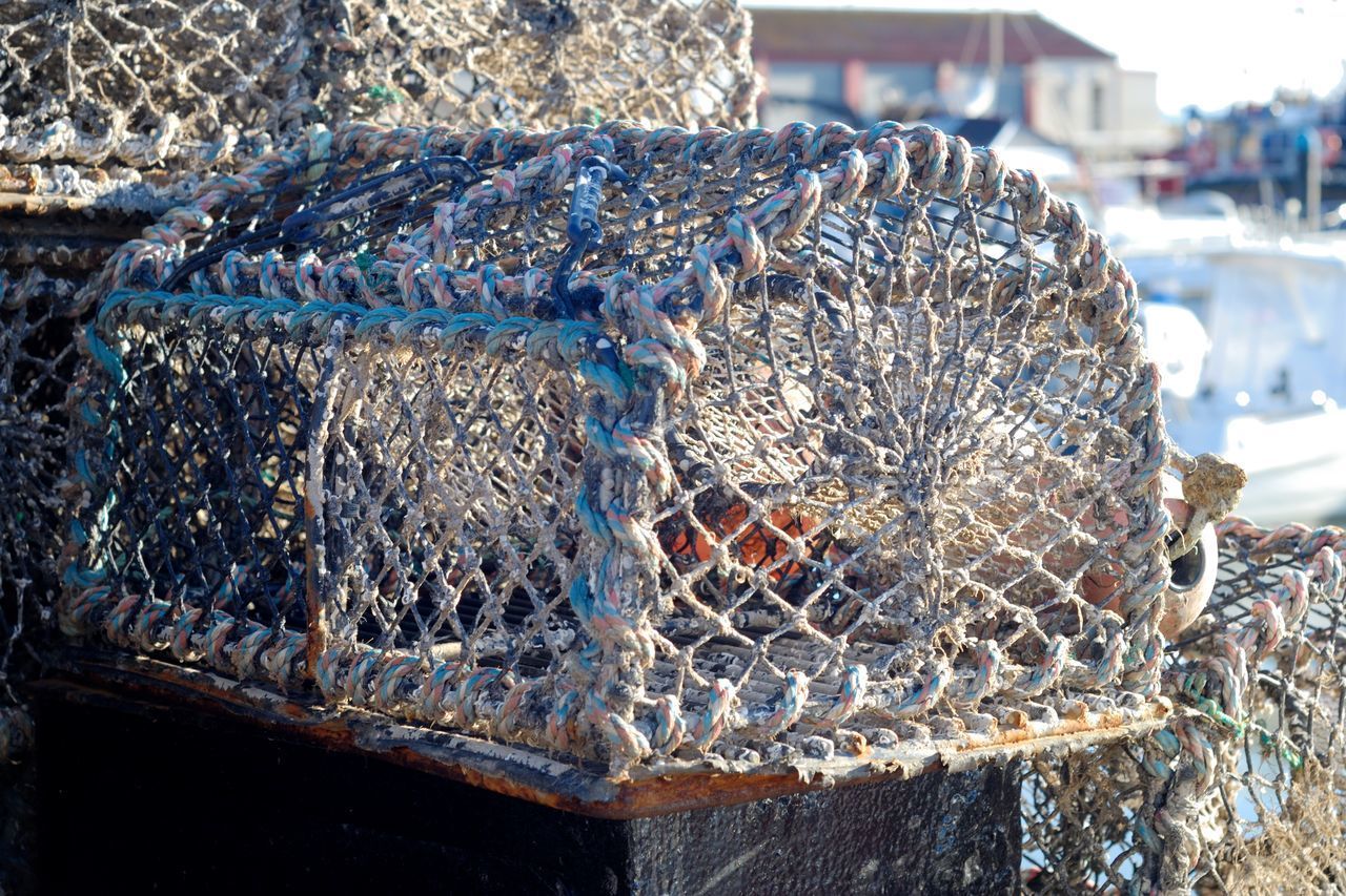 CLOSE-UP VIEW OF FISHING NET