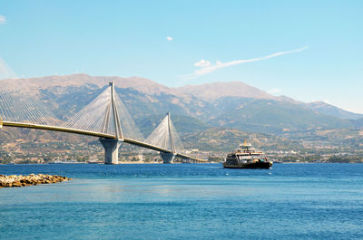 Rio -antirio, cable-stayed bridge and ferry boat