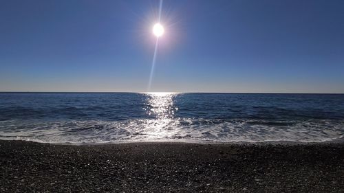 Scenic view of sea against clear sky