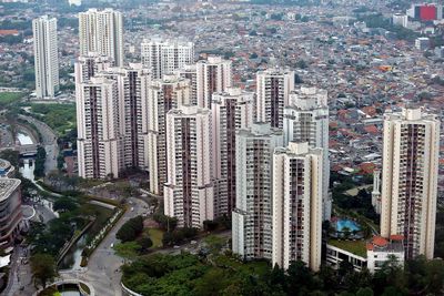 High angle view of city