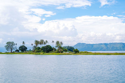 Scenic view of lake against sky