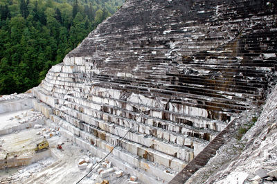 High angle view of white marble quarry