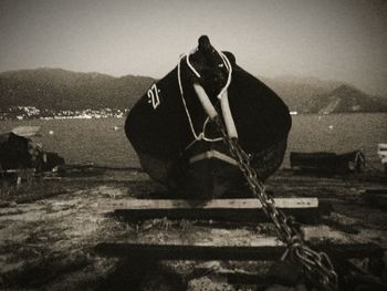 View of a boat on the beach