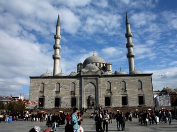 Group of people in front of building