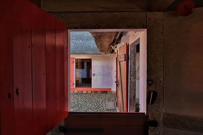 Open wooden window of house