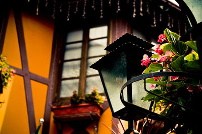 Low angle view of house window