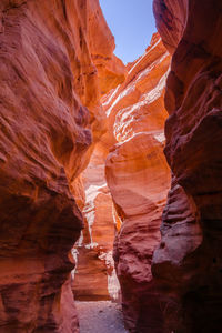 Low angle view of rock formations