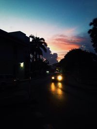 View of road at sunset