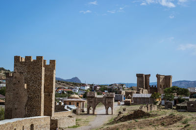 Buildings against blue sky