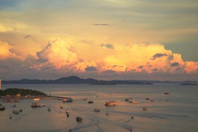 Scenic view of sea against sky at sunset