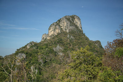 Low angle view of rock formations against sky