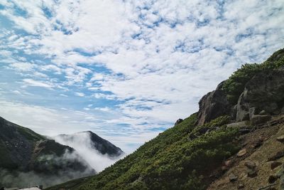 Scenic view of rocky mountains against sky