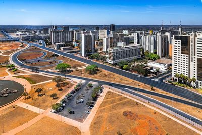 High angle view of city